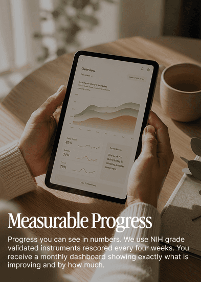 A tablet displaying a mental clarity progress chart